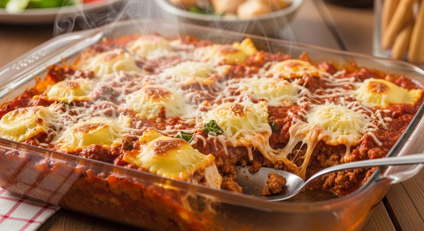 Cheese Ravioli with Meat Sauce Family Pan