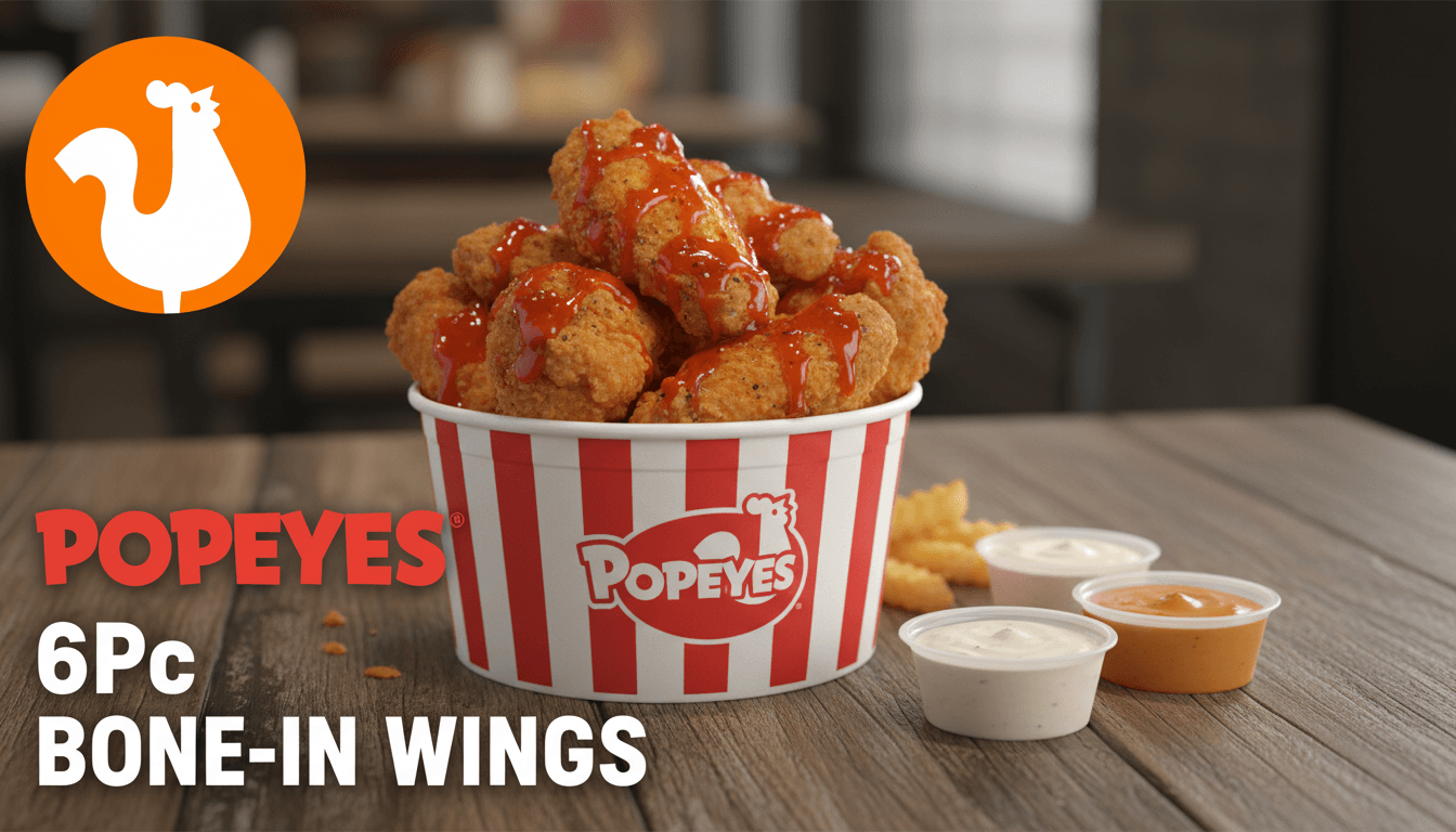 6Pc Bone-In Wings at Popeyes - $6.99