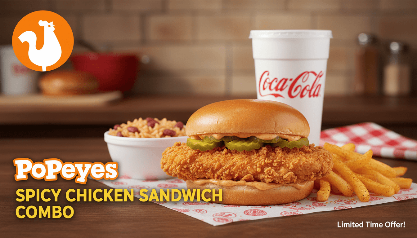 Spicy Chicken Sandwich Combo at Popeyes - $9.49