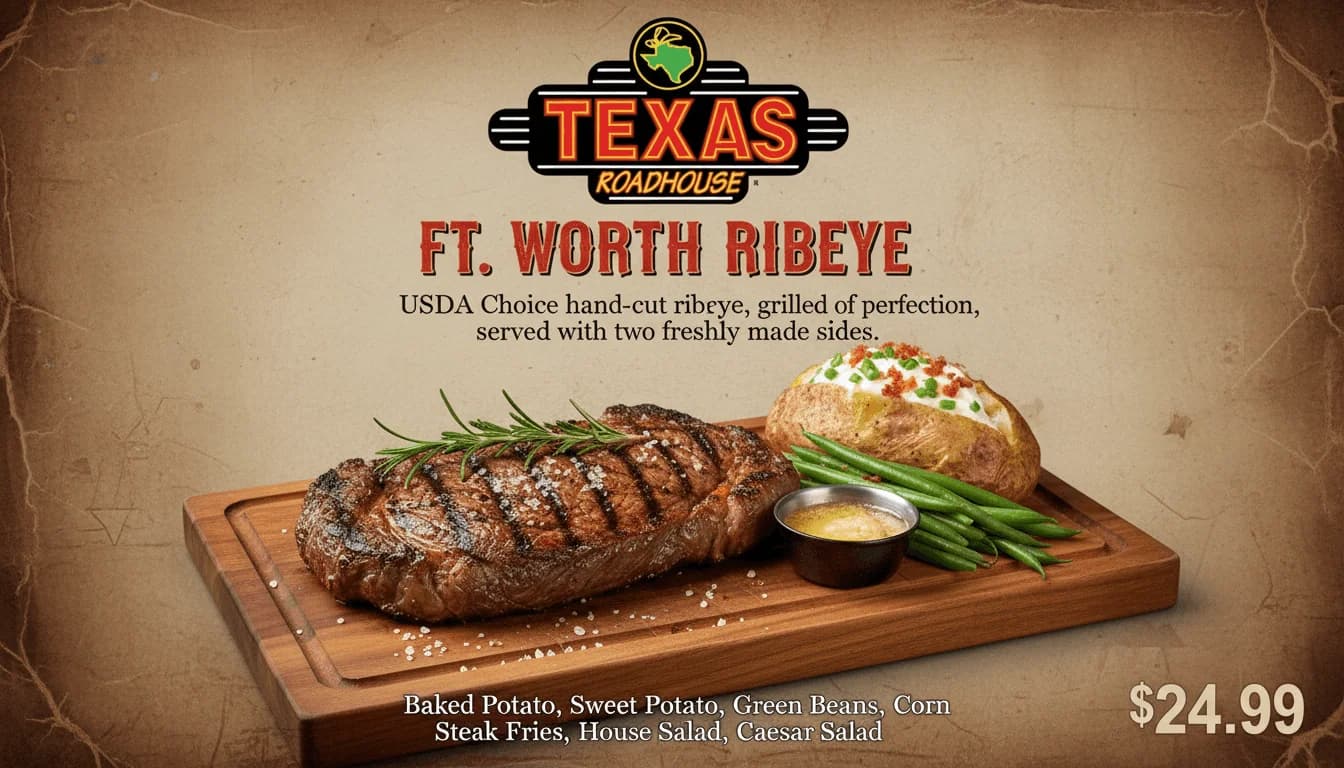 Best steakhouse in USA 2026: a fire-grilled bone-in ribeye with a loaded baked potato