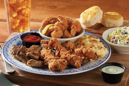 Tips, Tenders n' Shrimp Platter at Cracker Barrel