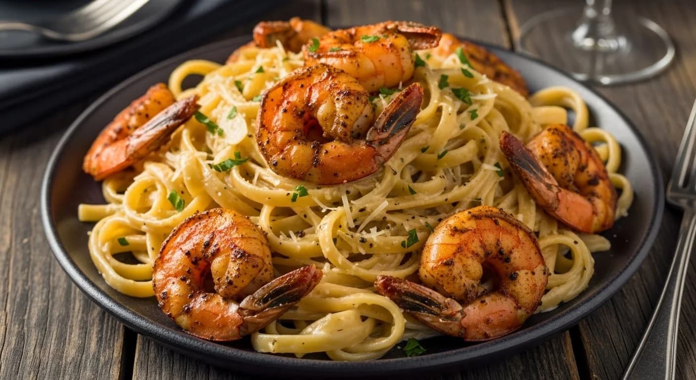 Blackened Shrimp Alfredo