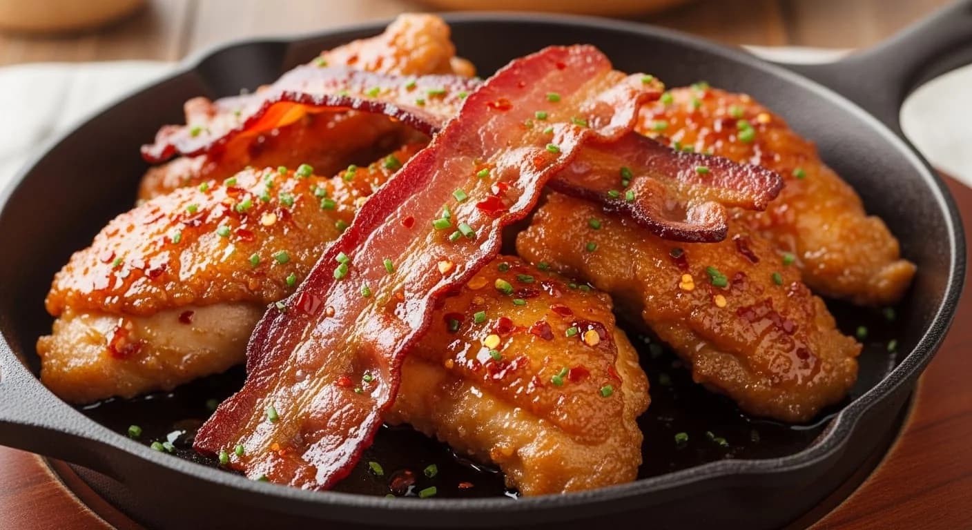 Hot Honey Glazed Chicken & Bacon Skillet