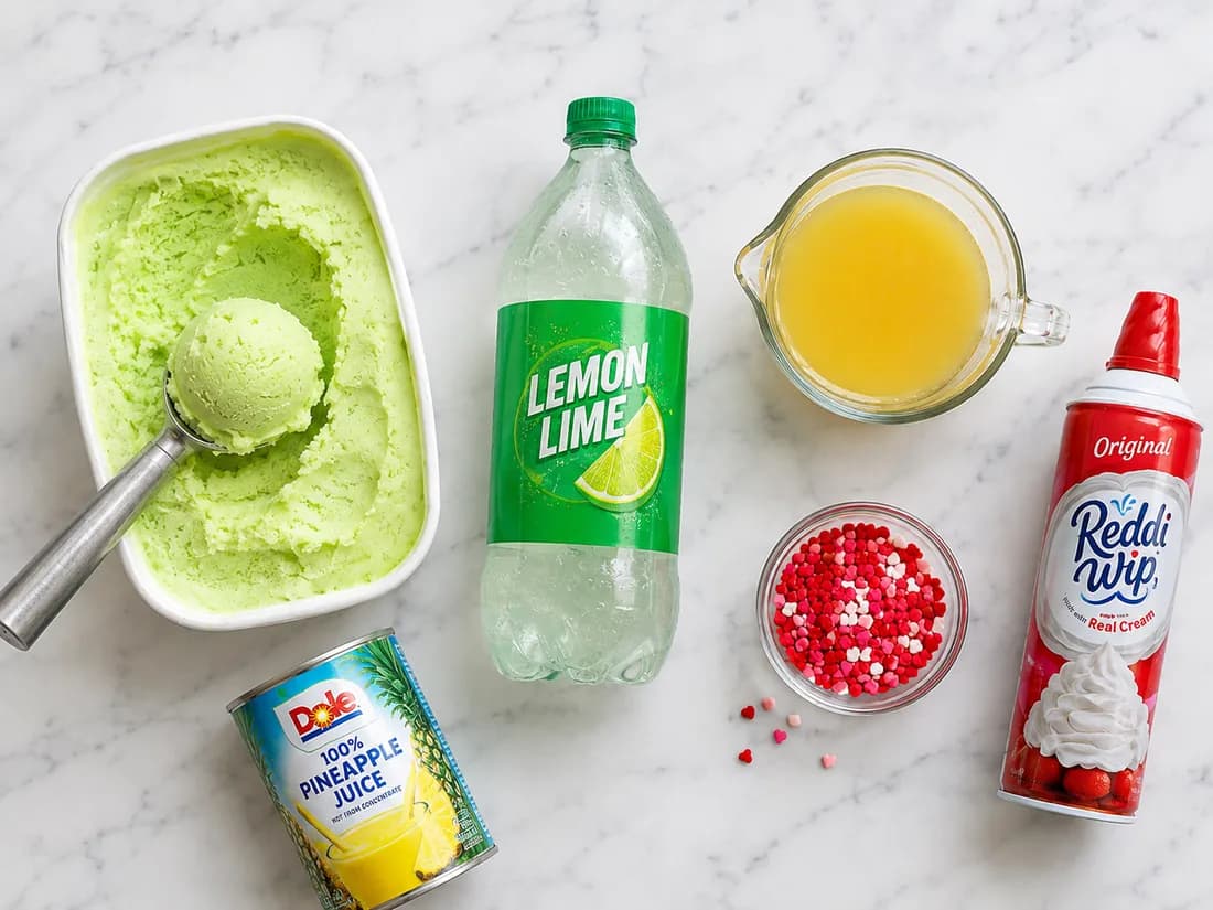 Three ingredients, plus what goes on top - Grinch Punch (3 Ingredients, No Alcohol)